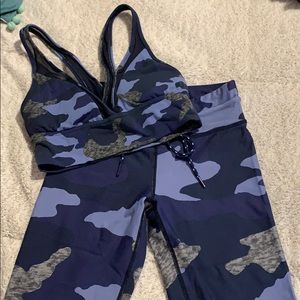 Blue Camo Sports Bra and Legging Pair